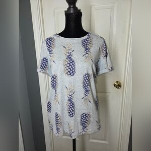 Anthropologie Pineapple Print Gray Women's Top Size Small